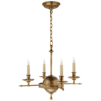 Leaf and Arrow Small Chandelier - Antique Brass