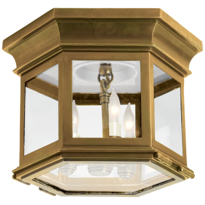 Club Small Hexagonal Flush Mount - Antique Burnished-Brass