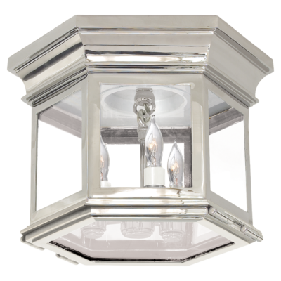 Club Small Hexagonal Flush Mount - Polished Nickel