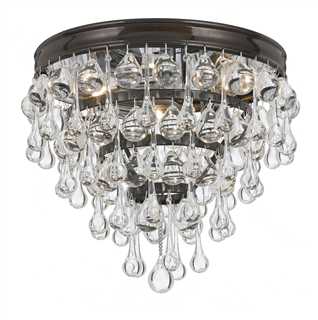 Crystal Drop Flush Mount - Bronze
