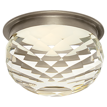 Small Cut Crystal Flush - Antique Nickel