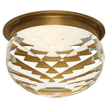 Small Cut Crystal Flush - Brass